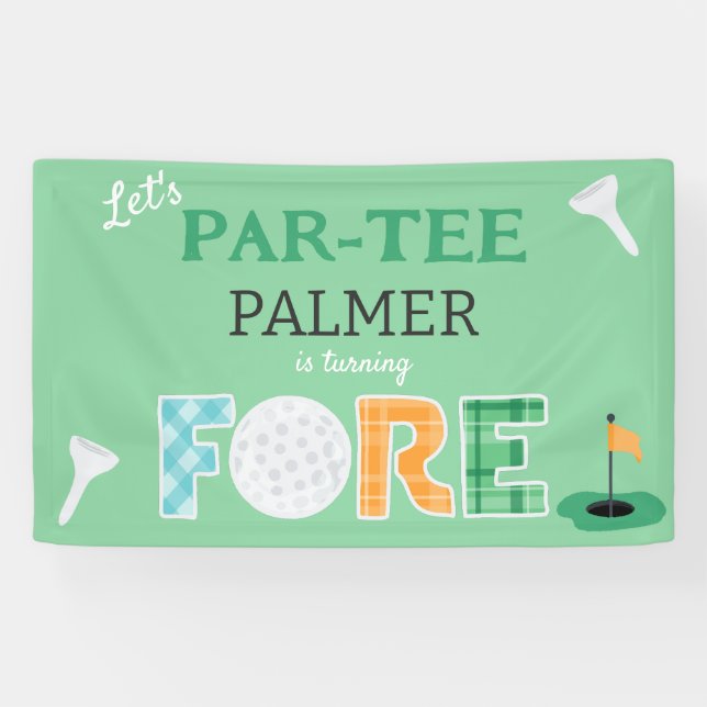 Fore, 4th Birthday Par-tee Golf Banner (Horizontal)