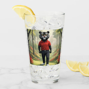 "Fore! A Black Tiger Playing Golf in the Woods" Glass