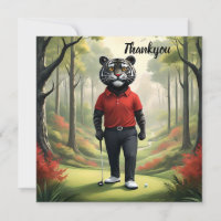 "Fore! A Black Tiger Playing Golf in the Woods"