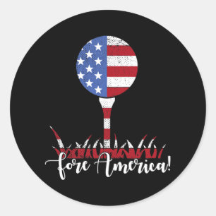 Fore America Patriotic Golf Flag  Classic Round Sticker