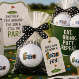 'FORE' Artistic Funny Classic Collage Scrapbook Golf Balls