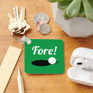 Fore! custom golf ball keychain gift for golfers