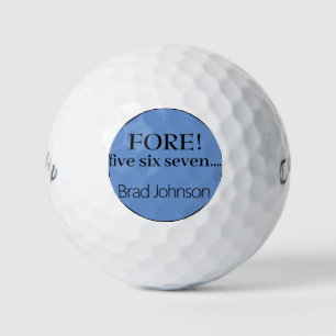 FORE five six seven funny personalised Golf Balls