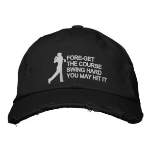 Fore-Get The Course Swing Hard Modern Golf Text Embroidered Hat