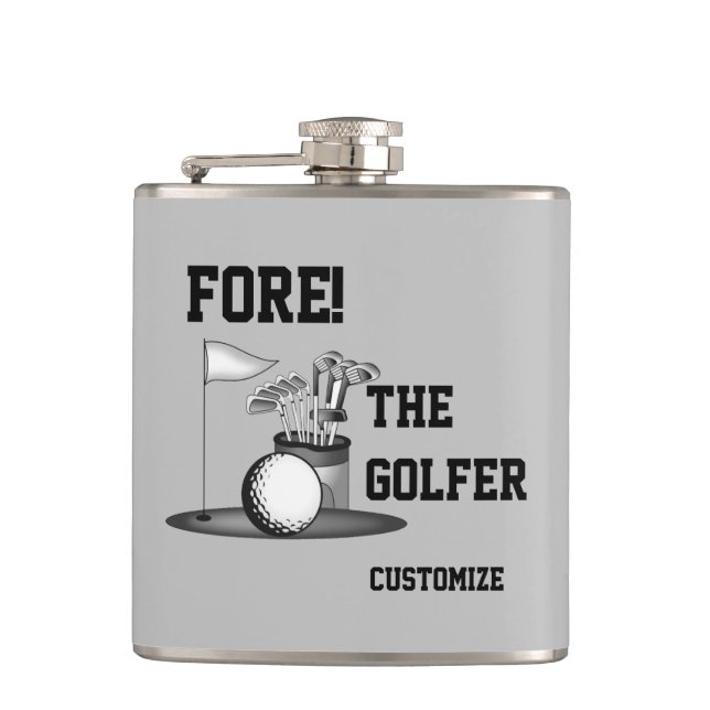 Fore The Golfer Vinyl Wrapped Flask (Front)