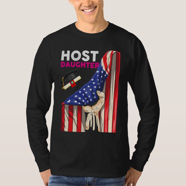 Foreign Host Family Daughter Flag Hand Exchange St T-Shirt (Front)