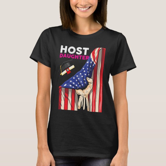 Foreign Host Family Daughter Flag Hand Exchange St T-Shirt (Front)