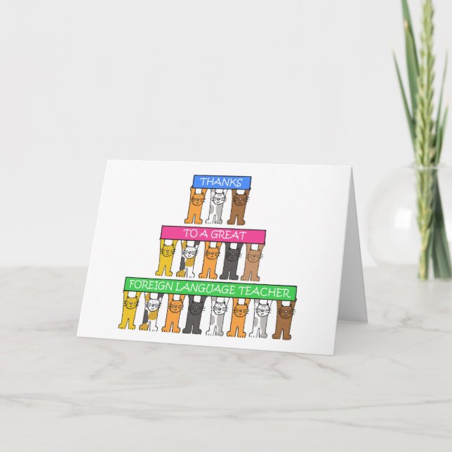 Foreign Language Teacher Thanks Thank You Card (Front)
