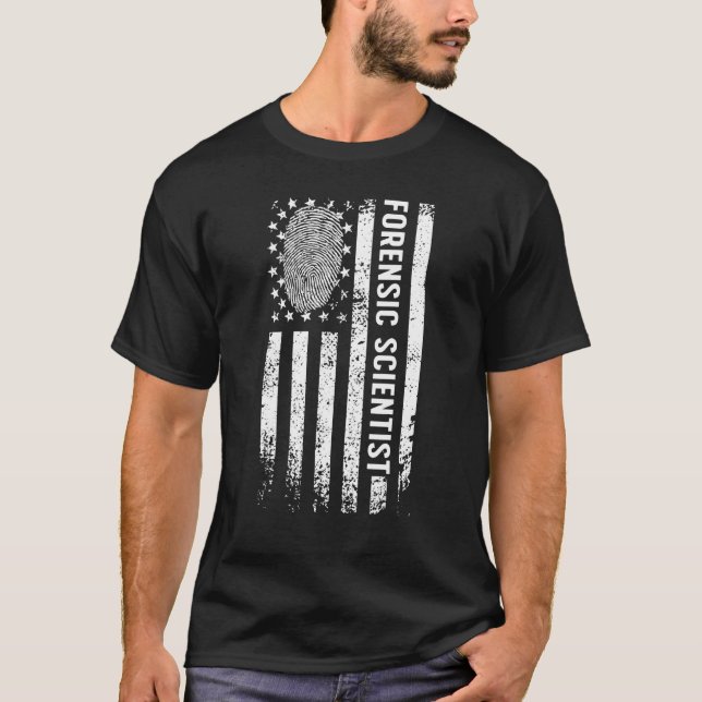 Forensic Scientist American Flag Forensic Science  T-Shirt (Front)