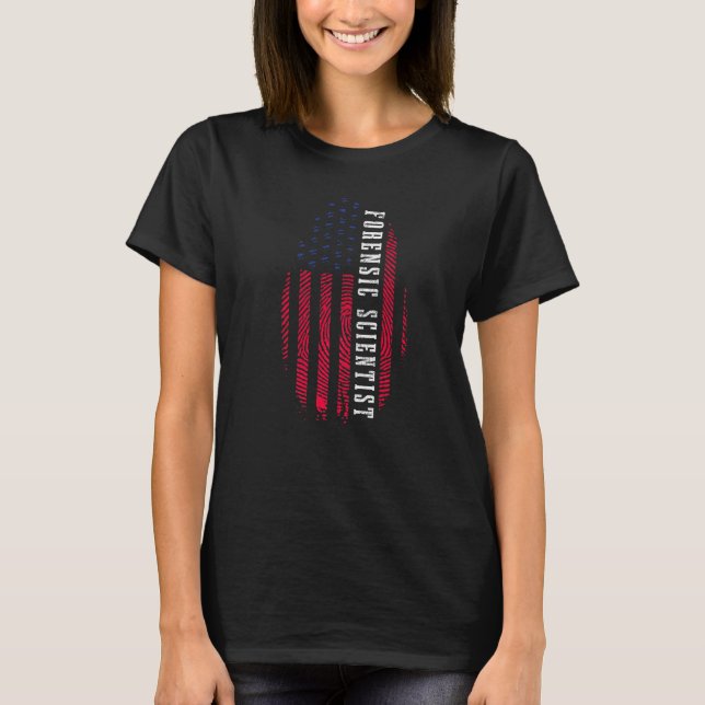 Forensic Scientist Fingerprint US Flag Forensic Sc T-Shirt (Front)