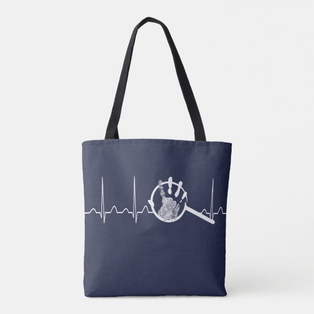 Forensic Scientist Heartbeat Tote Bag (Back)