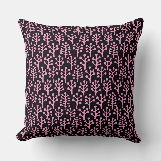 Forest 230823 - Pink on Black Cushion (Front)