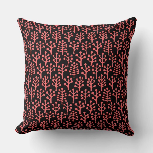 Forest 230823 - Tropical Pink on Black Cushion (Front)