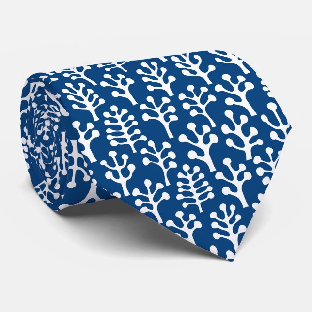 Forest 230823 - White on Shibori Blue Tie (Rolled)