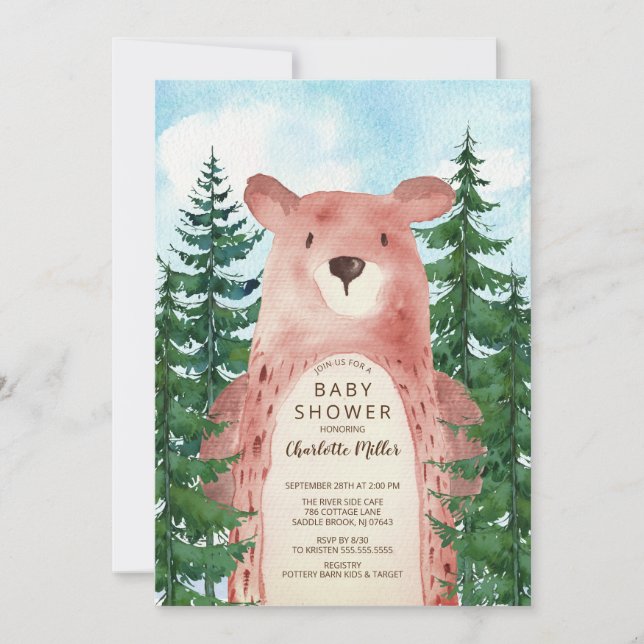 Forest Adventure Bear Boys Baby Shower Invitation (Front)