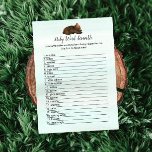 Forest Adventure Bears Baby Word Scramble Card