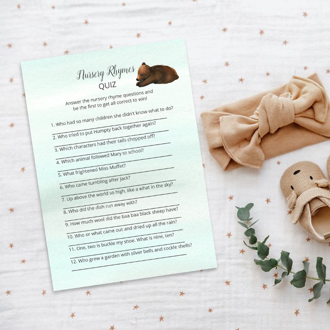 Forest Adventure Bears Nursery Rhymes Game Card (Creator Uploaded)