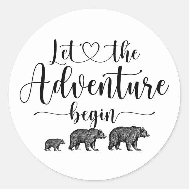 Forest Adventure Mountains Baby Shower Classic Cla Classic Round Sticker (Front)