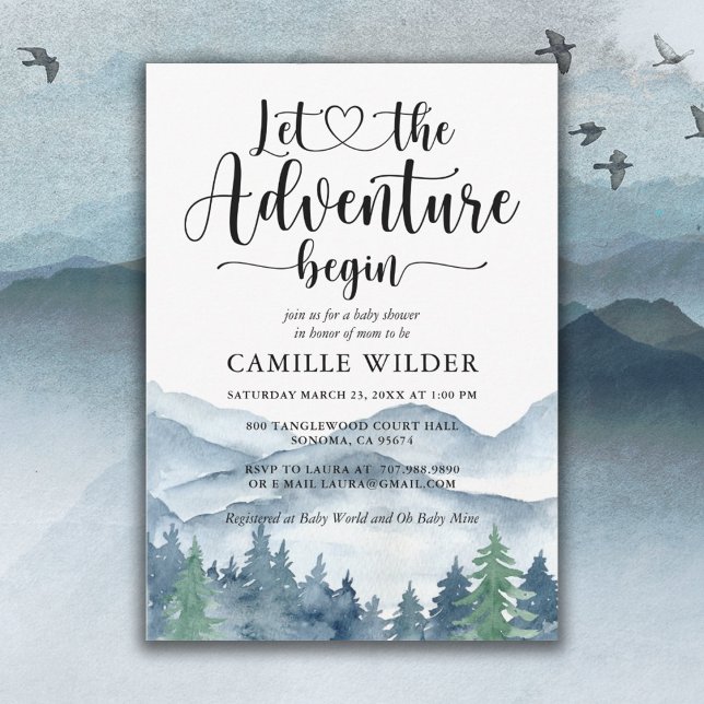 Forest Adventure Mountains Baby Shower Invitation (Creator Uploaded)