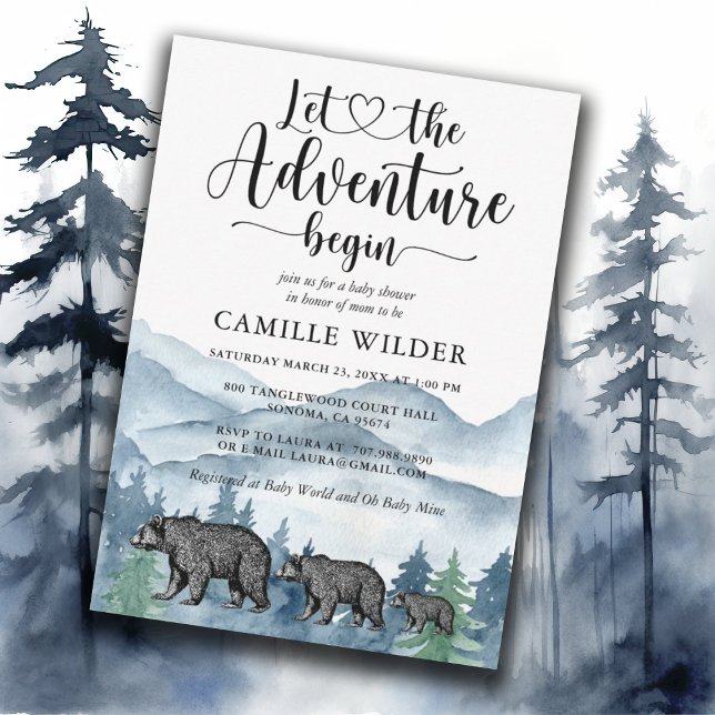 Forest Adventure Mountains Baby Shower Invitation (Creator Uploaded)