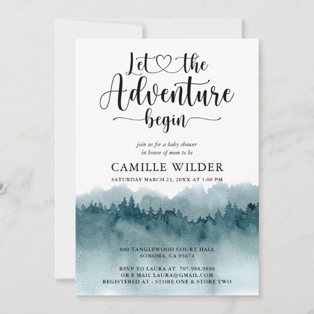 Forest Adventure Mountains Baby Shower Invitation (Front)