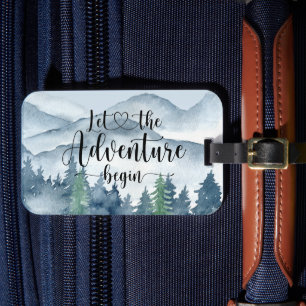 Forest Adventure Mountains Watercolor Luggage Tag