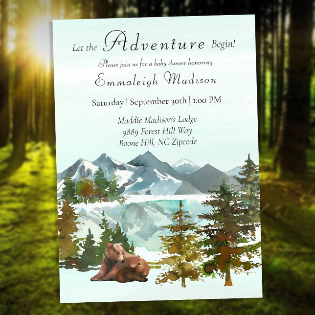 Forest Adventure Rustic Bears Baby Shower Invitation (Creator Uploaded)
