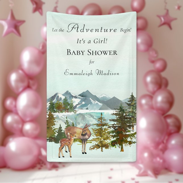 Forest Adventure Rustic Deers Baby Shower Banner (Creator Uploaded)