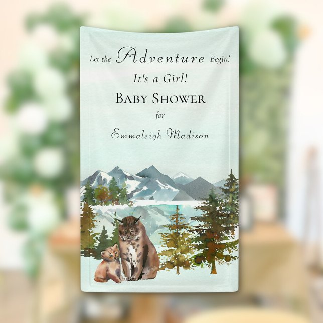 Forest Adventure Rustic Lynx Baby Shower Banner (Creator Uploaded)