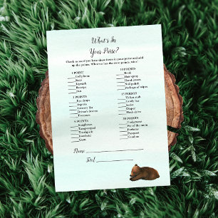 Forest Adventure What's In Your Purse Bears Game Invitation