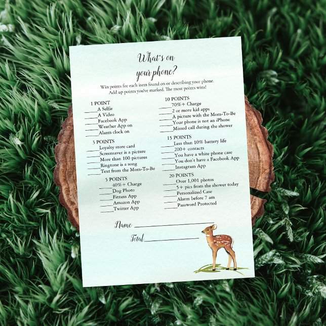 Forest Adventure What's On Your Phone Deers Game Invitation (Creator Uploaded)