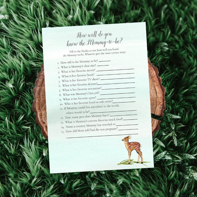 Forest Adventure Who Knows Mummy Best Deers Game Invitation (Creator Uploaded)