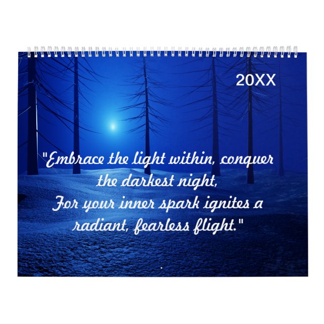 Forest Aesthetic Landscape Dark Blue fantasy  Calendar (Cover)