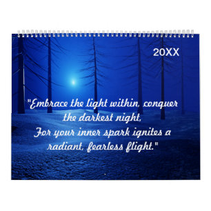 Forest Aesthetic Landscape Dark Blue motivational Calendar