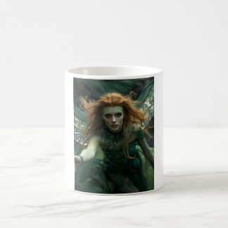 Forest Alien Goddess – Moss Green Winged Woman Coffee Mug