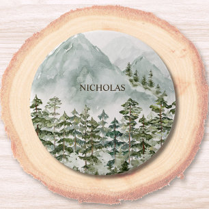 Forest and Mountain Nature Watercolor 7.5 Cm Round Badge