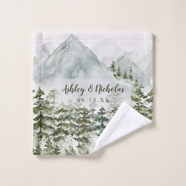 Forest and Mountain Nature Watercolor Wash Cloth (Wash Cloth)