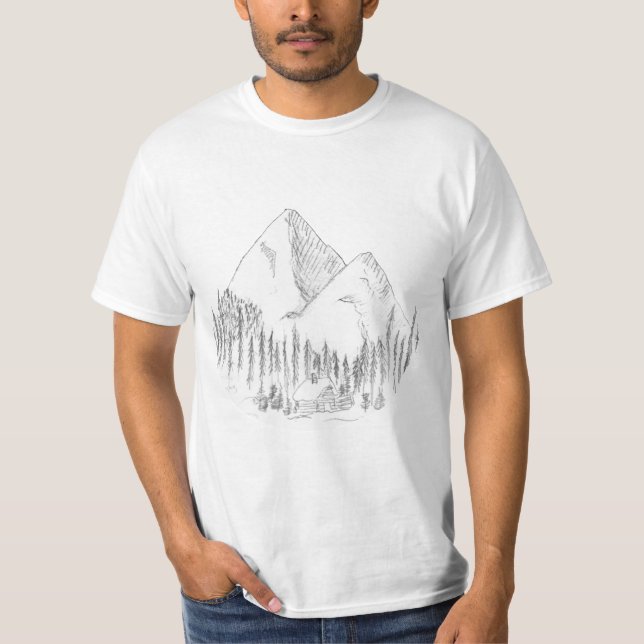 Forest and Mountains Sketch T-Shirt (Front)