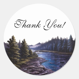 Forest and Mountains Thank You Stickers