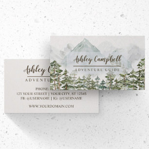 Forest and Mountains Watercolor Business Card