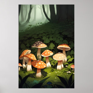 Forest and Mushrooms Poster