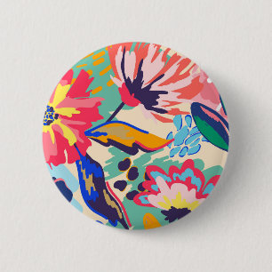 Forest and roses 6 cm round badge