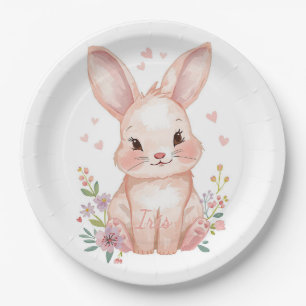 Forest Animal Baby Shower Decor Pink Bunny Paper Plate