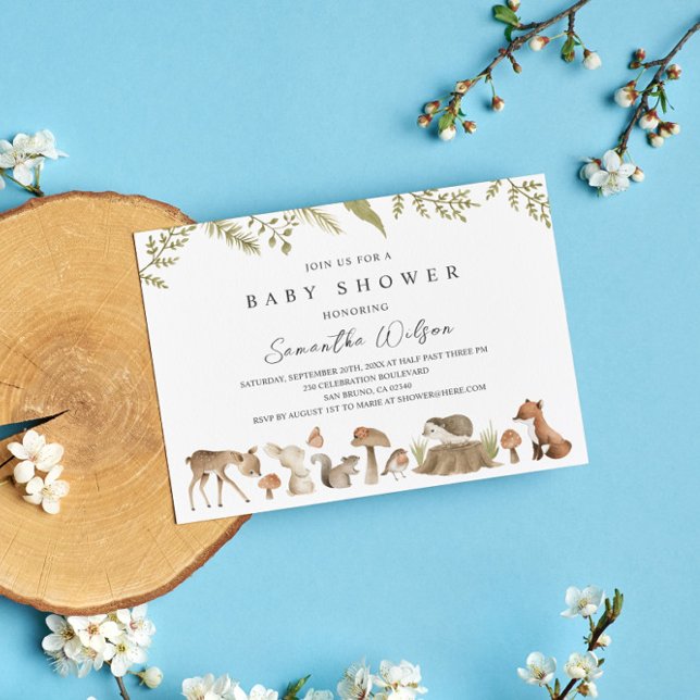 Forest Animal Baby Shower Postcard Invitation (Creator Uploaded)