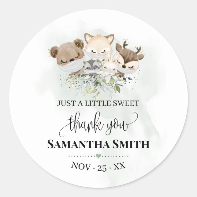 Forest animal baby shower Woodland Animal favour Classic Round Sticker (Front)