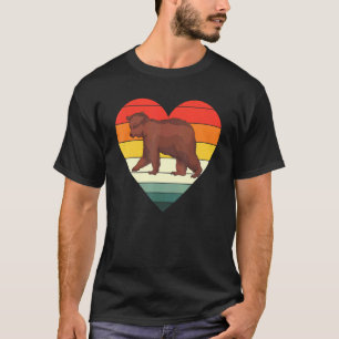 Forest Animal Brown Bear Retro Heart Animal  Bear T-Shirt