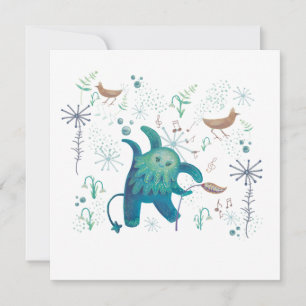 forest animal flat card