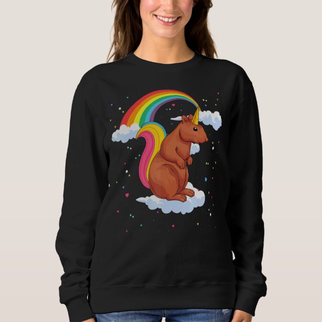 Forest Animal Lover Rainbow Squirrelcorn Unicorn S Sweatshirt (Front)