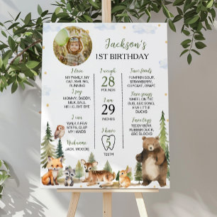 Forest Animals 1st Birthday Milestone Sign