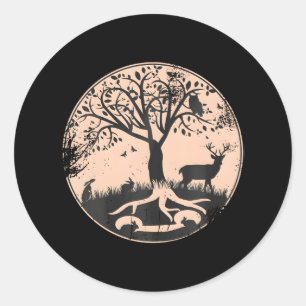 Forest Animals and Tree Wildlife Classic Round Sticker